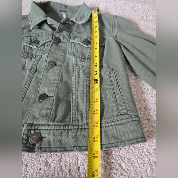 Free People Green Cropped Jacket Size 2 Small Womens - Picture 2 of 7